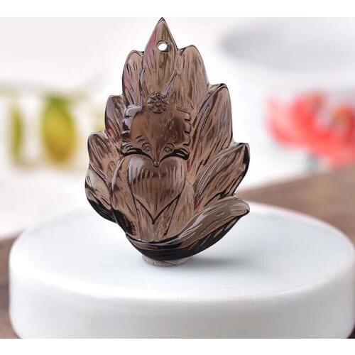 Wholesale Fine Ice Black Natural Obsidian Stone Necklace Nine Tails Fox Pendant Lucky For Women Men Fashion Jewelry JoursNeige