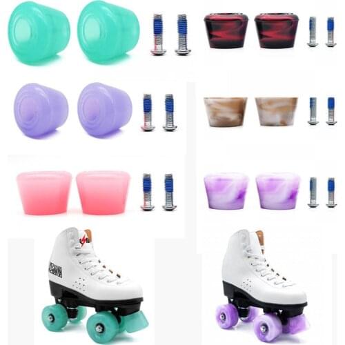 Front Stop 2pcs Quad Roller Skates Shoes Outdoor Skating Sliding Brake With Bolt Hardness 82A Gold Accessories Women Big Durable