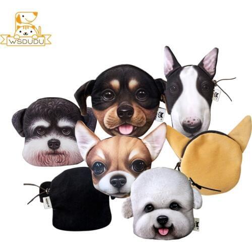 Chihuahua Plush Purse Dog Bull Terrier Bag Wallet Pouch Stuffed Cover Animal Dachshund Schnauzer Puppy Doll Coin Cute Case Gifts