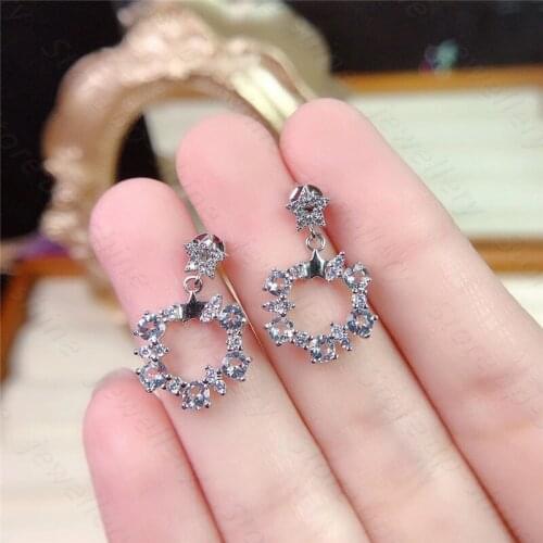 Simple and Atmospheric Womens 925 Silver Aquamarine Earrings Engagement Party Gift Jewelry