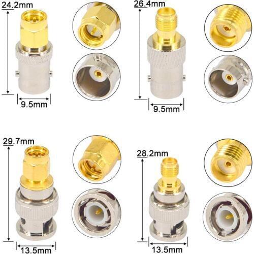 Connector RF adapter BNC-SMA BNC Male Jack Nickel Plating To SMA Female Plug Gold Plating Jack RF Connector Straight