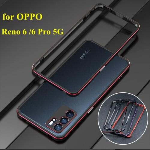 Luxury Deluxe Ultra Thin aluminum Bumper Case for OPPO Reno6 5G Reno 6 Pro 5G 6.81" + 2 Film (1 Front +1 Rear)