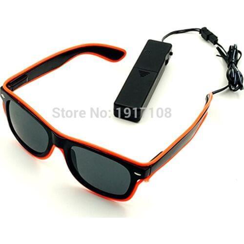Sound Activated EL Wire 10 Color Select LED Neon Lighting Luminous sunglasses Glowing EL Glasses Birthday Gift For Party Decor