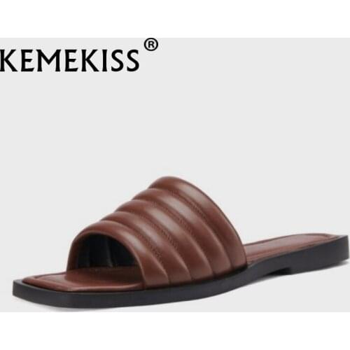 KemeKiss 2021 New Women Flat Shoes Cow Leather Women Shoes Fashion Spring Shoes For Women Daily Footwear Size 34-39