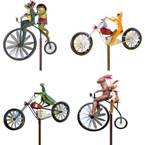 Vintage Bicycle Metal Wind Spinner Animal Motorcycle Windmill Garden Decoration Dropshipping