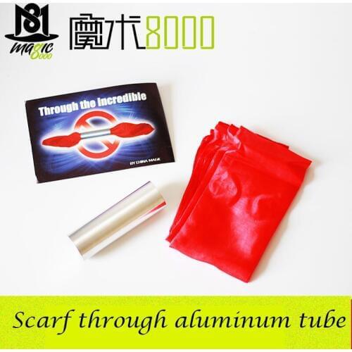 Magic 8000 Metamorphosis Tthrough Silk Scarf Through Aluminum Tube Magical Magic Effect Bobbin Close-up Stage Magic Props