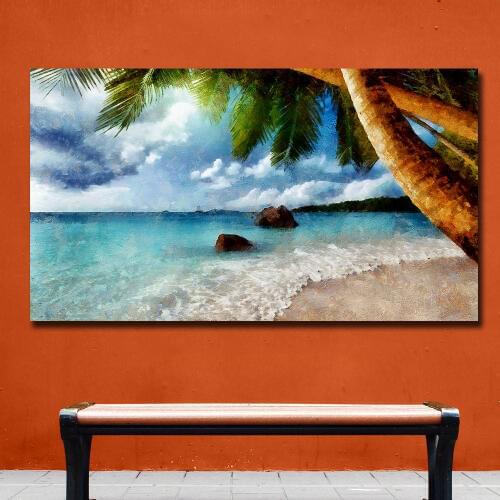 Wxkoil Reef beach under the sunset Wall Art Canvas Painting For Living Room Home Decoration Oil Painting On Canvas Wall Painting