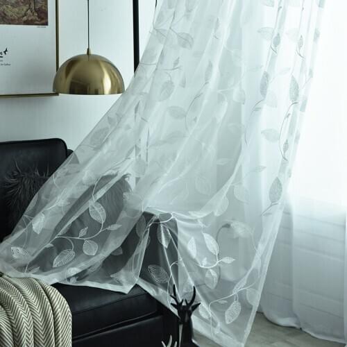 Curtain Pastoral Sheer Embroidery Yarn Living Room Bedroom Tulle For Windows Curtains For Living Room