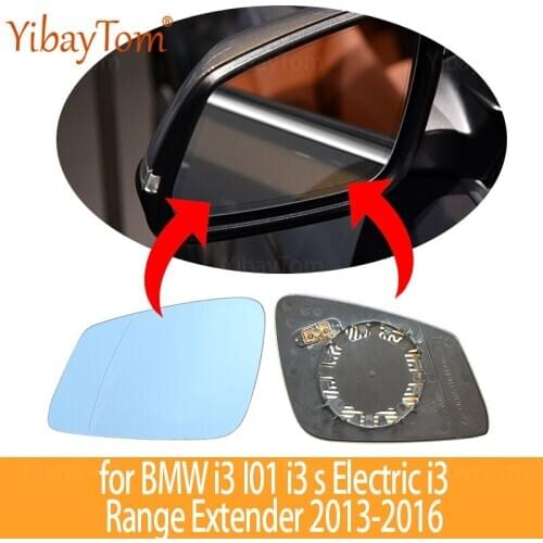1pc Side View Rearview Blue Heated Left & Right Mirror Glass for BMW I3 I01 I3 S Electric I3 Range Extender 2013-2016