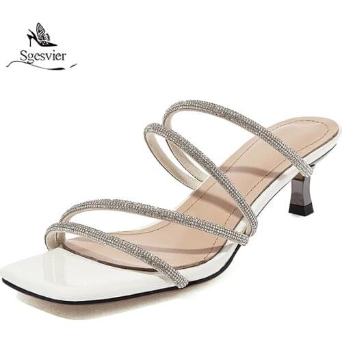 Sgesvier 2021 Ladies Slippers thin high Heels Footwear Summer Fashion Outside Women Mules Shoes outdoor slipper size 41 42 43