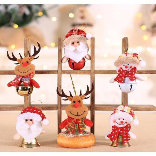 1pc Cartoon Snowman Santa Claus Elk Bells Christmas Tree Decor Pendants Home New Year Party Xmas Tree Hanging Doll Pendants