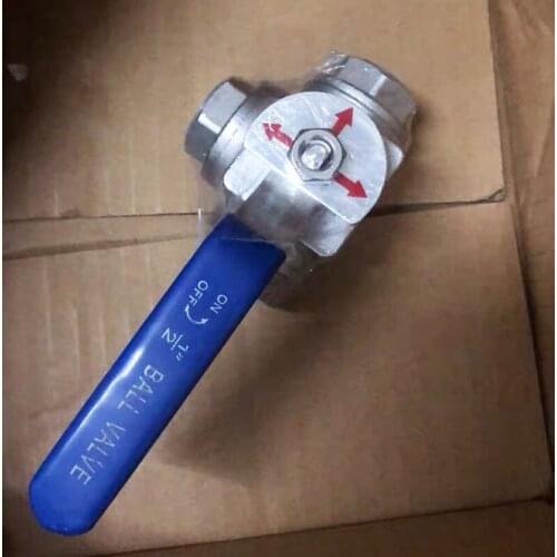 3 Way BSP Female Thread T-type 304 Stainless Steel Ball Valve DN8 DN10 DN15 DN20 DN25 1Pc