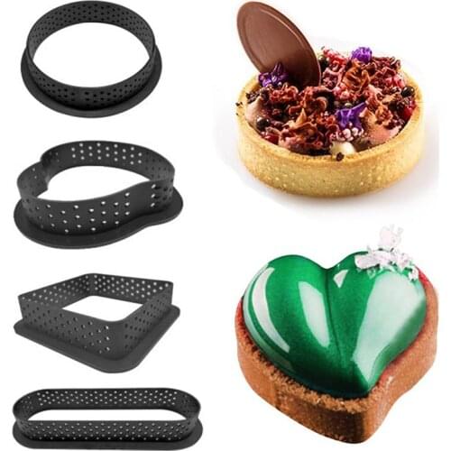 2Pcs Tart Cake Ring Set Plastic Perforated DIY French Dessert Mould Fruit Cookies Pastry Kitchen Baking Molds