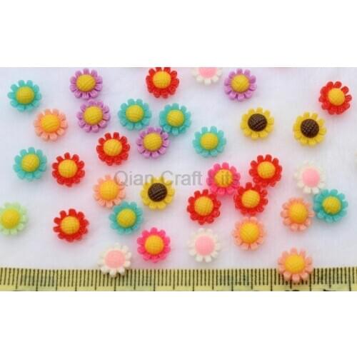 50pcs 9mm Mixed Color flower daisy resin flatback cabochon DIY jewelry/phone decoration No Hole