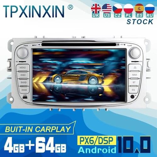 For Ford Focus S-MAX Mondeo C-MAX Android 10 Carplay Radio Player Car GPS Navigation Head Unit Car Stereo CD DVD WIFI DSP BT