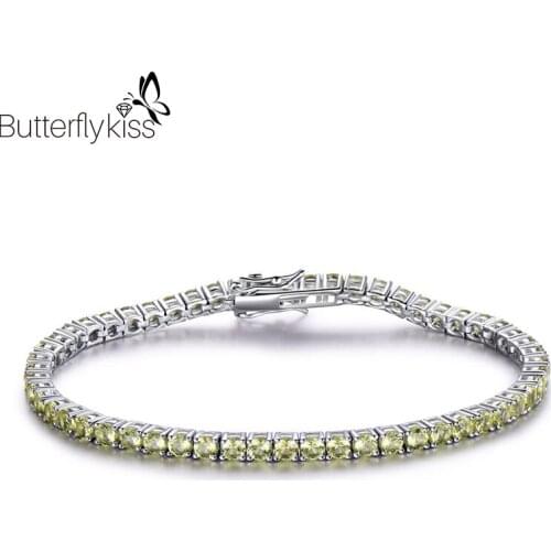 BK Luxury Full Peridot Bracelets For Women Girl Real 925 Sterling Silver New Trendy Simple Female Gifts Fine Silver Jewelry
