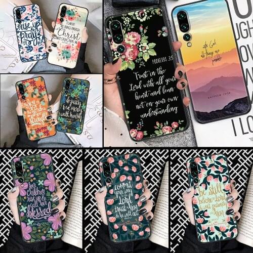 Bible Verse Jesus Christ Christian Phone case For Huawei P Mate P10 P20 P30 P40 10 20 Smart Z Pro Lite 2019 black tpu Etui