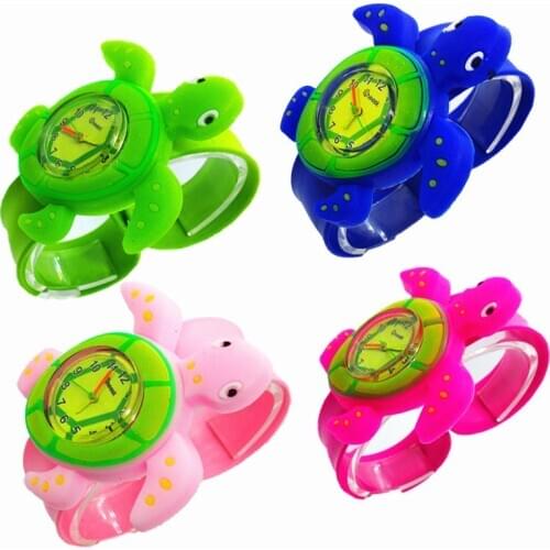 Cartoon Childrens Watch Ocean Turtle Starfish Shape Flap Strap Kids Watch for Boys Girls Christmas Gift Clock Student Prizes