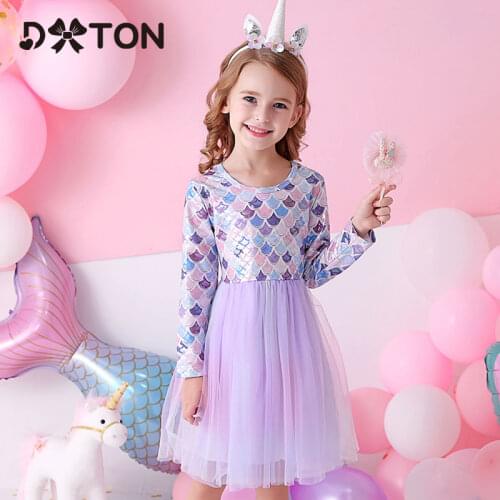 DXTON New Kids Dresses For Girls Long Sleeve Christmas Girl Dress Elegant Children Costume Bow Girls Wedding Dress Party Clothes