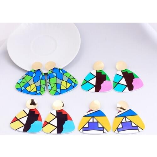 Ethnic Colorful Wooden Earrings Statement Wood Trendy Jewelry Boho Drop Gold Dangle African Earrings For Women Girls 2020 New