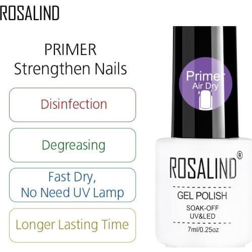 ROSALIND Gel Polish 1PCS Primer Strengthen Nails For UV Gel Varnish Soak Off Semi Permanent Lacquer Needed TOP BASE Coat