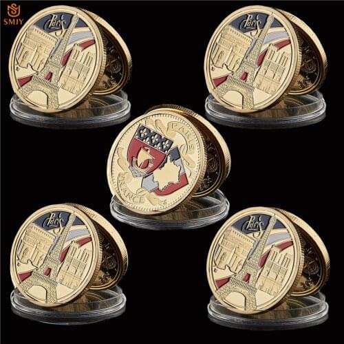 5PCS 1889 French Triumphal Arch Iron Commemorative Gold Coin Collectible Coin For The 100th Anniversary Of The French Revolution