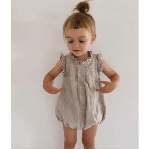 Newborn Rompers Clothes 2021 Summer Ruffle Sleeveless Baby Girl Solid Rompers Baby Boy Girls