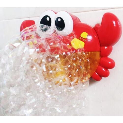 Red Plastic Crab Pattern Bubble Machine Pleasant Music Bubble Maker Baby Children Bath Tubs Shower Bathroom Fun Toys