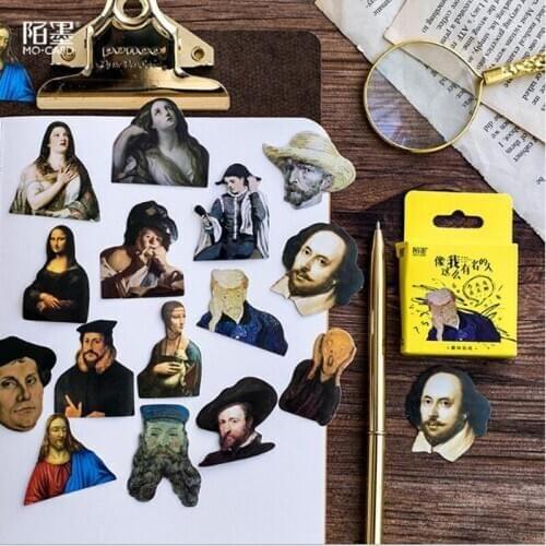 Creative Famous People Mini Sticker Decoration DIY Scrapbooking Sticker Stationery Kawaii Diary Label Sticker 45 Pcs/lot