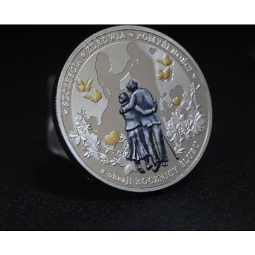 Valentines Day Commemorative Coin Reach Old Age Together Painted Holiday Gift Collection Coins