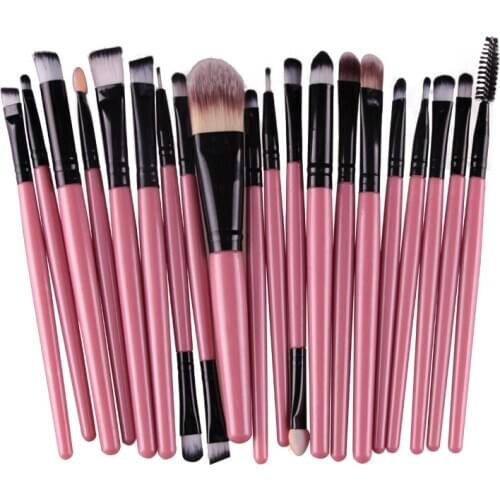 Wholesale 21 colors Professional 20pcs Makeup Brushes Eyeliner Lip Cosmetic Brush Foundation Cream Cosmetic Powder Blush 100sets