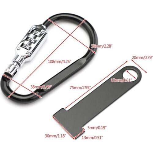 Motorcycle Helmet Lock Buckle Scooter Anti-theft Open Face Helmet Lock Fastener Lock T-bar 3-Digit Combination Bike Tools