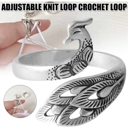 Adjustable Knitting Loop Crochet Loop Knitting Accessories Peacock Shape Ring Finger Decoration NYZ Shop