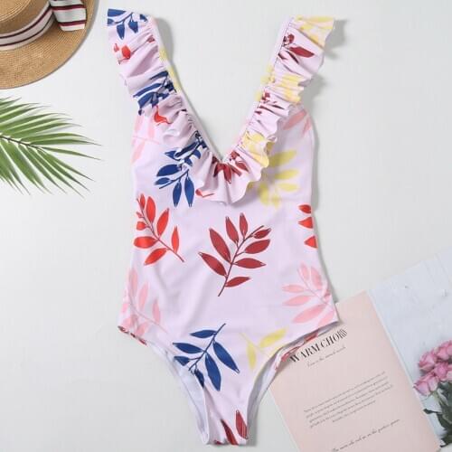Sagace Ruffle collar shows thin leisure vacation spa bathing suit fashion personalized printing sexy bikini womens Swimsuit