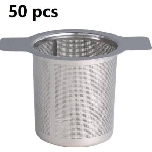 50pcs Wholesale Stainless Steel Mesh Tea Leak Cover Reusable Filter Grid Binaural Coffee Strainer Teapot Stalk Drinkware Tool