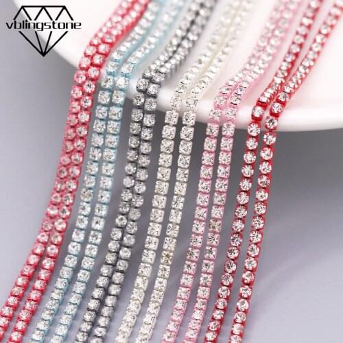 5Yard Rhinestone Cup Chain Colorful Base Crystal Rhinestone Trim For Clothes Sew/Glue-On Nail Art Decoration Garment Accessories