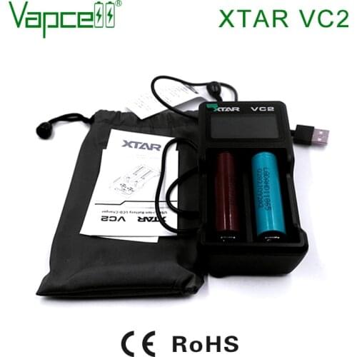 Vapcell original battery charger XTAR VC2 USB li ion battery 2665018650 21700 20700 LCD charger with retail box free shipping