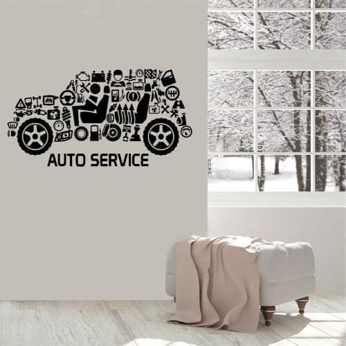Vinyl Auto service wall sticker tires repair car washing car Wall Decal waterproof Window Sticker Shop window decoration DW5905