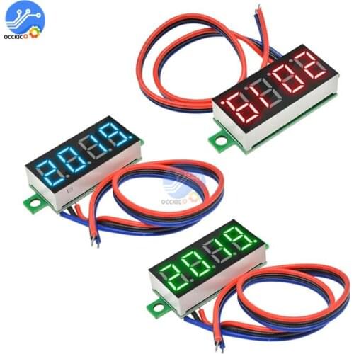 DC0-100V 0.36" Voltmeter 4 Digit Display High Accuracy Car Voltage Tester 3 Wire Red Green Blue LED 12V 48V 60V Battery Detector