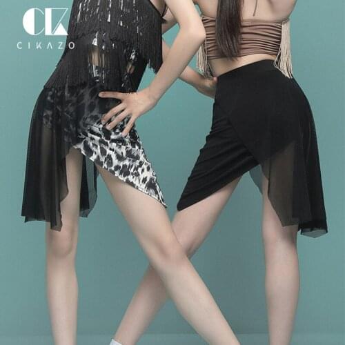 Summer Girls Latin Skirts Black Kids Dance Costumes Ballroom Professional Competition Dancewear Mesh Joint Asymetrical Skirt2188