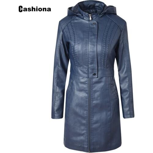 Women Pu Leather Hoodie Long Jackets 2020 Winter Warm Clothes femme veste mujer chaqueta leather jacket Hooded Coats Plus Velvet