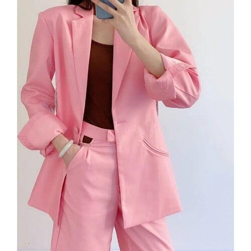 Pink Green Backless Blazer Women Notched Long Sleeve Casual Korean Fashion Blazers Female 2021 New Clothes Dropship High Quality