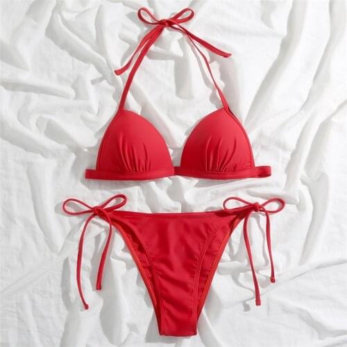 2021 Sexy Bikini Women Swimsuit Push Up 2 Pieces Bikini Set Brazilian Bandage Beachwear Solid Split Swimwear Women Bathing Suit