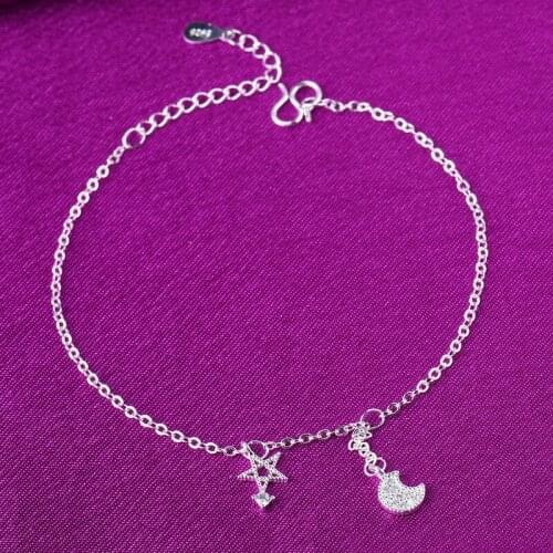 925 Sterling Silver Tassel Star Moon Charm Bracelets &Bangle For Women Party Wedding Jewelry A167