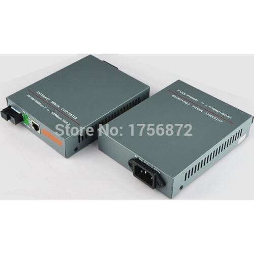 1 Pair HTB-GS-03 A/B Gigabit Fiber Optical Media Converter 1000Mbps Single Mode Duplex SC Port 20KM Built-in Power Supply