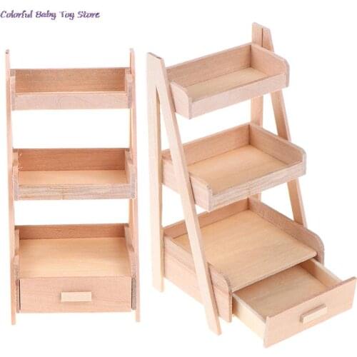 1pcs 1:12 Scale New Doll House Wood Shelf Flower Stand Mini Doll House Handmade Furniture Model