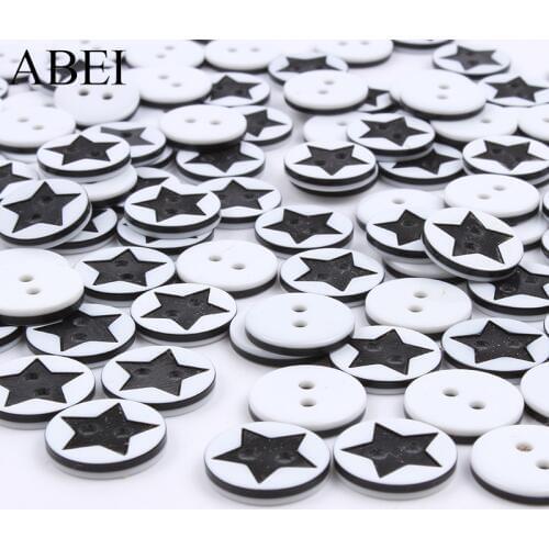 100pcs/lot 13mm Round Resin Button 2-holes Flatback Star Butoon for Shirts Dress DIY Sewing Garments Accessories ornaments