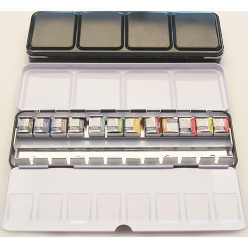 Watercolor Color Paints Tins Box Palette Painting Storage Tray Box With 24/48 Full Pans/Half Pans Art Painting Paints Tins Box
