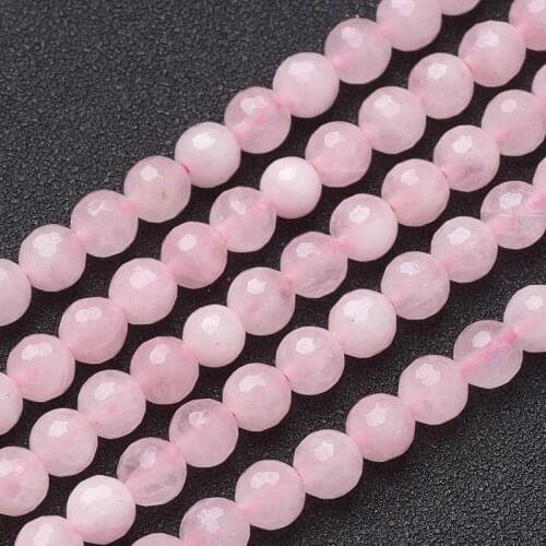 5 Strands 4 6 8mm Faceted Round Natural Pink Rose Stone Beads Strands for Jewelry Making DIY Hole: 1mm,5Strand/lot