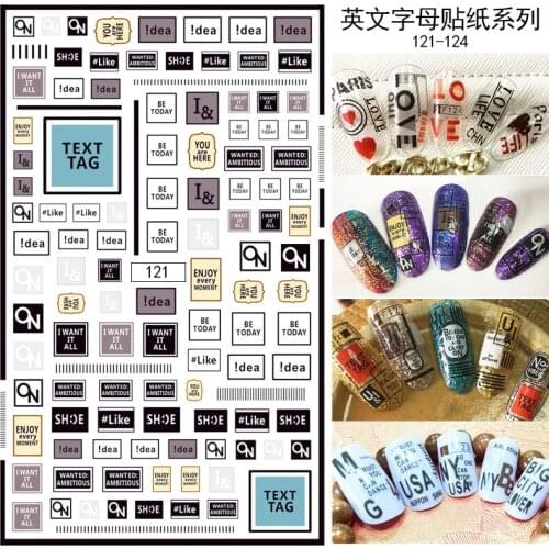 5Pcs Hot Words 3D Nail Art Adhesive Tickers English Alphabet Numbers Nail Decoration Decals DIY Beauty Manicure Accessories